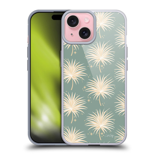 Cat Coquillette Tropical Wildlife Fan Palm Sparkles Soft Gel Case for Apple iPhone 15