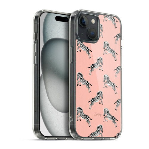 Cat Coquillette Tropical Wildlife Zebra Leap Pattern Soft Gel Case for Apple iPhone 15 Plus & MagSafe