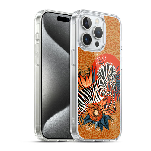 Cat Coquillette Tropical Wildlife Zebra Leap Soft Gel Case for Apple iPhone 15 Pro & MagSafe