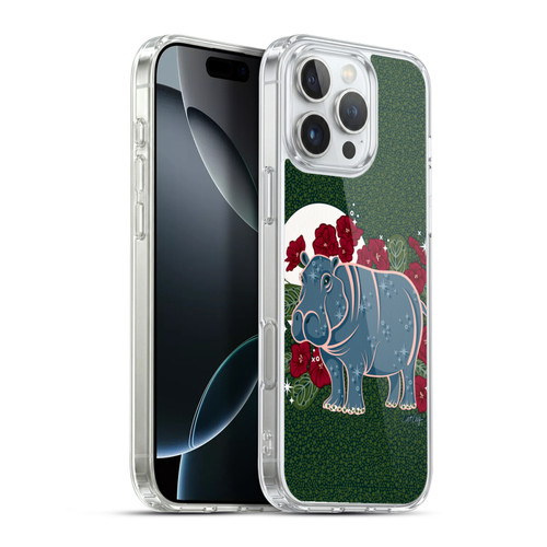 Cat Coquillette Tropical Wildlife Hippo And African Violet Soft Gel Case for Apple iPhone 16 Pro Max & MagSafe