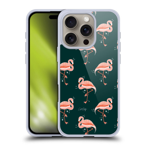 Cat Coquillette Tropical Wildlife Flamingo Sparkles Soft Gel Case for Apple iPhone 16 Pro