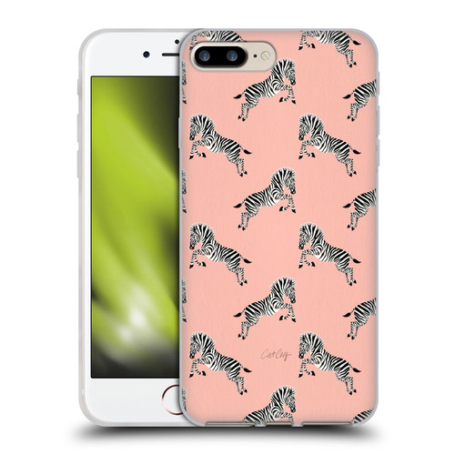 Cat Coquillette Tropical Wildlife Zebra Leap Pattern Soft Gel Case for Apple iPhone 7 Plus / iPhone 8 Plus