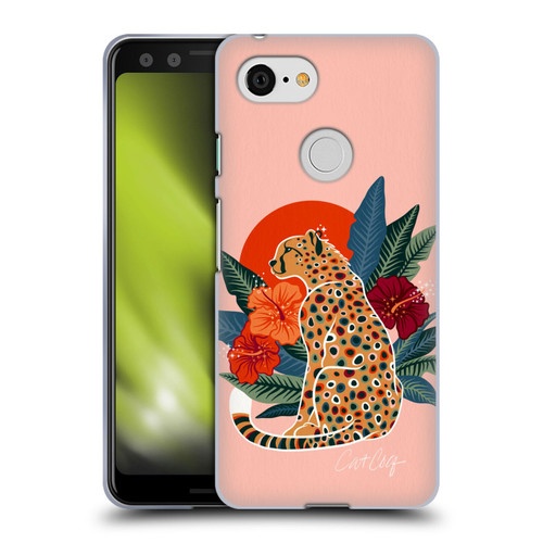 Cat Coquillette Tropical Wildlife Cheetah And Hibiscus Soft Gel Case for Google Pixel 3