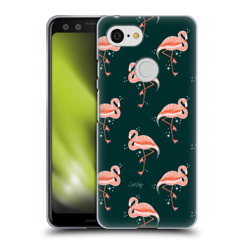 Cat Coquillette Tropical Wildlife Flamingo Sparkles Soft Gel Case for Google Pixel 3