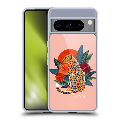 Cat Coquillette Tropical Wildlife Cheetah And Hibiscus Soft Gel Case for Google Pixel 8 Pro
