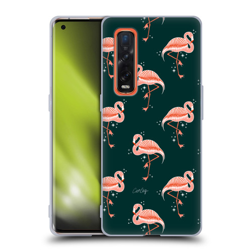 Cat Coquillette Tropical Wildlife Flamingo Sparkles Soft Gel Case for OPPO Find X2 Pro 5G
