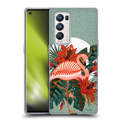 Cat Coquillette Tropical Wildlife Flamingo And Lilies Soft Gel Case for OPPO Find X3 Neo / Reno5 Pro+ 5G