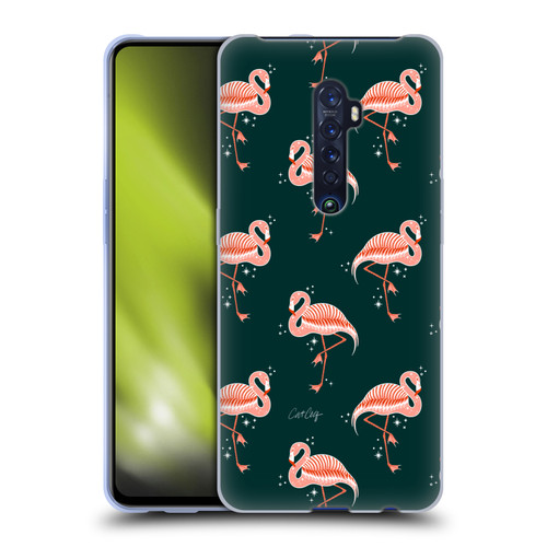 Cat Coquillette Tropical Wildlife Flamingo Sparkles Soft Gel Case for OPPO Reno 2