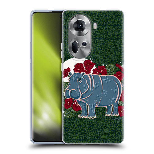 Cat Coquillette Tropical Wildlife Hippo And African Violet Soft Gel Case for OPPO Reno11