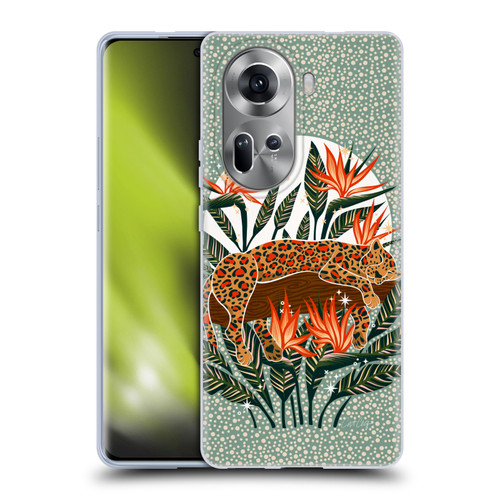 Cat Coquillette Tropical Wildlife Leopard Moonrise Soft Gel Case for OPPO Reno11