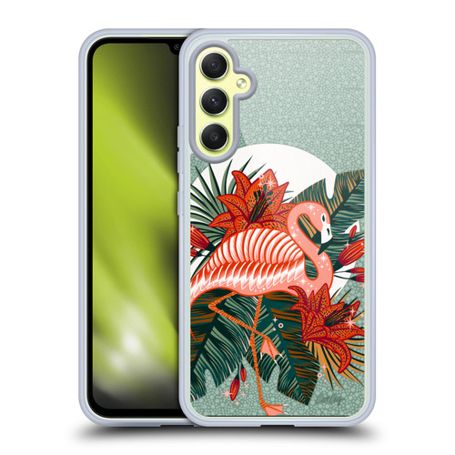 Cat Coquillette Tropical Wildlife Flamingo And Lilies Soft Gel Case for Samsung Galaxy A34 5G