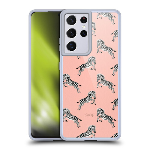Cat Coquillette Tropical Wildlife Zebra Leap Pattern Soft Gel Case for Samsung Galaxy S21 Ultra 5G