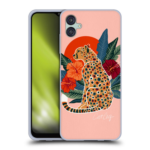 Cat Coquillette Tropical Wildlife Cheetah And Hibiscus Soft Gel Case for Samsung Galaxy M04 5G / A04e