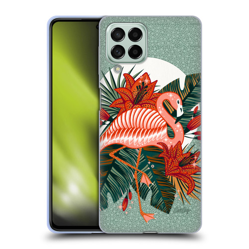Cat Coquillette Tropical Wildlife Flamingo And Lilies Soft Gel Case for Samsung Galaxy M53 (2022)