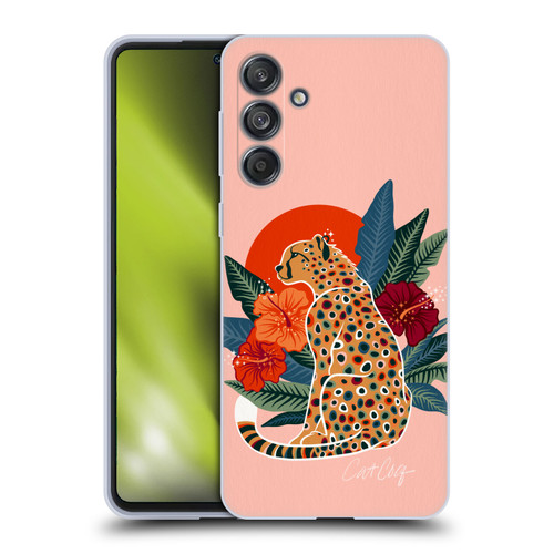 Cat Coquillette Tropical Wildlife Cheetah And Hibiscus Soft Gel Case for Samsung Galaxy M55 5G