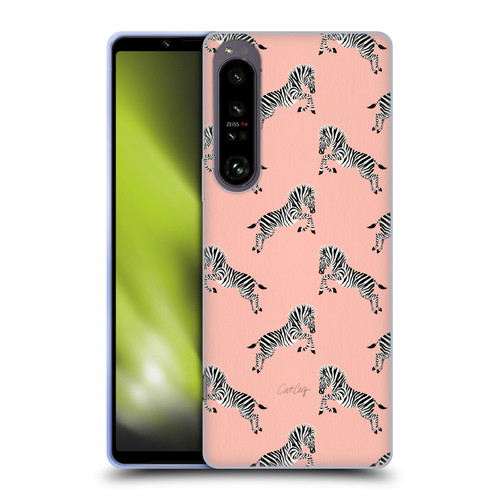 Cat Coquillette Tropical Wildlife Zebra Leap Pattern Soft Gel Case for Sony Xperia 1 IV