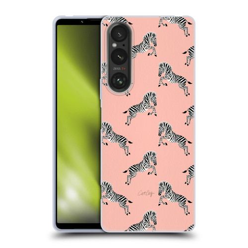 Cat Coquillette Tropical Wildlife Zebra Leap Pattern Soft Gel Case for Sony Xperia 1 V 5G