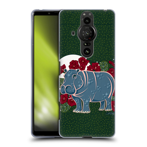 Cat Coquillette Tropical Wildlife Hippo And African Violet Soft Gel Case for Sony Xperia Pro-I