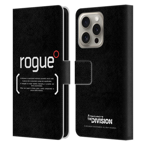 Tom Clancy's The Division Dark Zone Rouge 1 Leather Book Wallet Case Cover For Apple iPhone 16 Pro