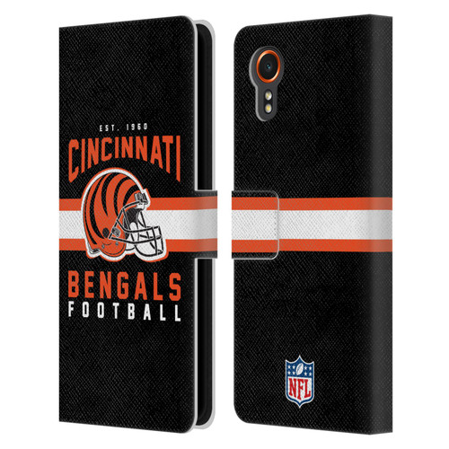 NFL Cincinnati Bengals Graphics Helmet Typography Leather Book Wallet Case Cover For Samsung Galaxy Xcover7 5G