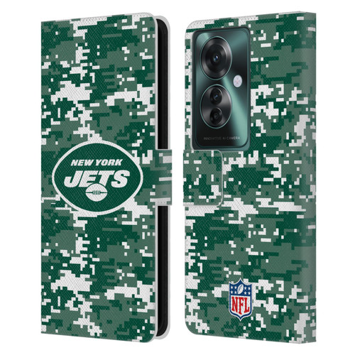 NFL New York Jets Graphics Digital Camouflage Leather Book Wallet Case Cover For OPPO Reno11 F 5G / F25 Pro 5G