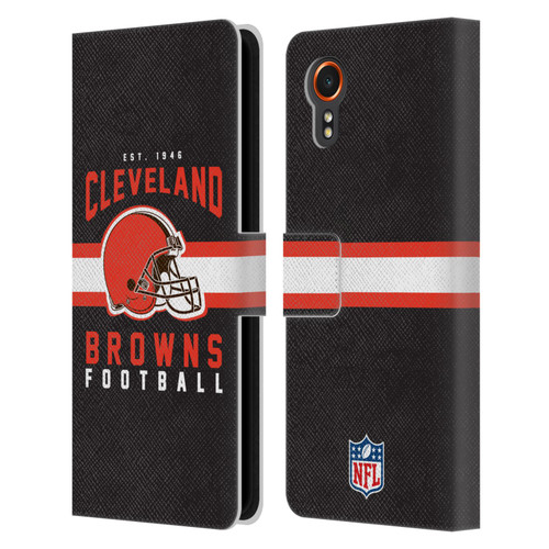 NFL Cleveland Browns Graphics Helmet Typography Leather Book Wallet Case Cover For Samsung Galaxy Xcover7 5G