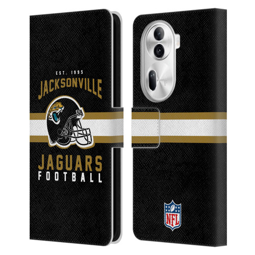NFL Jacksonville Jaguars Graphics Helmet Typography Leather Book Wallet Case Cover For OPPO Reno11