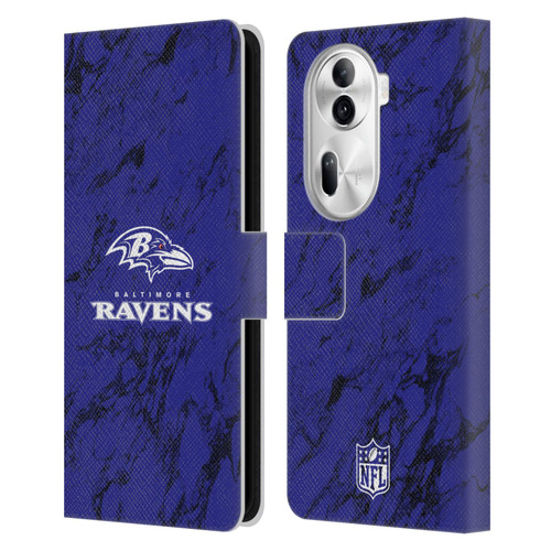 NFL Baltimore Ravens Graphics Coloured Marble Leather Book Wallet Case Cover For OPPO Reno11