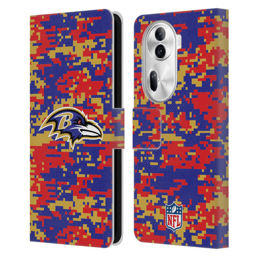 NFL Baltimore Ravens Graphics Digital Camouflage Leather Book Wallet Case Cover For OPPO Reno11