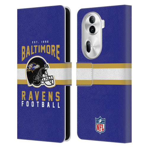 NFL Baltimore Ravens Graphics Helmet Typography Leather Book Wallet Case Cover For OPPO Reno11