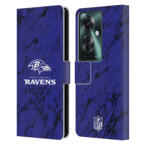 NFL Baltimore Ravens Graphics Coloured Marble Leather Book Wallet Case Cover For OPPO Reno11 F 5G / F25 Pro 5G