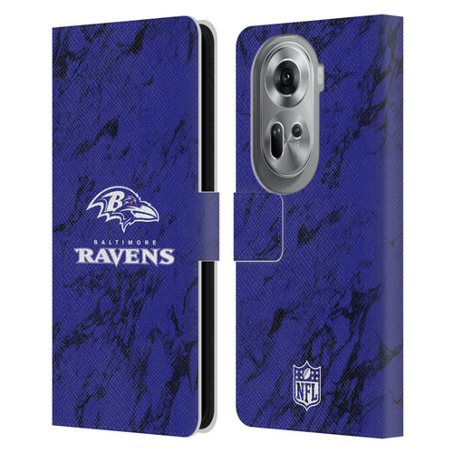 NFL Baltimore Ravens Graphics Coloured Marble Leather Book Wallet Case Cover For OPPO Reno11 Pro
