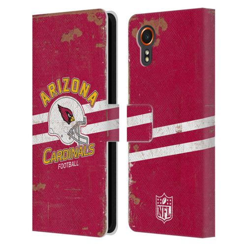 NFL Arizona Cardinals Logo Art Helmet Distressed Leather Book Wallet Case Cover For Samsung Galaxy Xcover7 5G