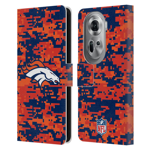 NFL Denver Broncos Graphics Digital Camouflage Leather Book Wallet Case Cover For OPPO Reno11 Pro