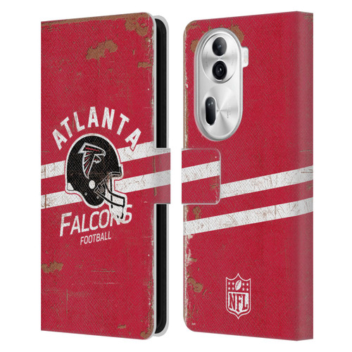 NFL Atlanta Falcons Logo Art Helmet Distressed Leather Book Wallet Case Cover For OPPO Reno11