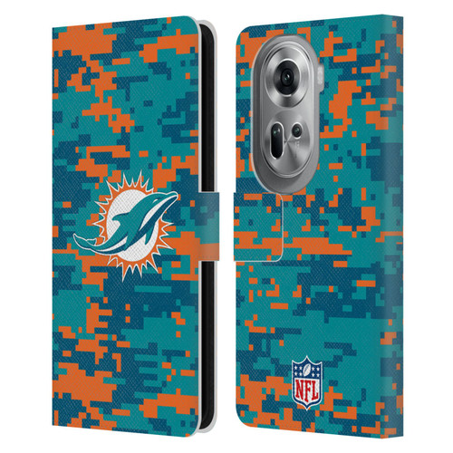 NFL Miami Dolphins Graphics Digital Camouflage Leather Book Wallet Case Cover For OPPO Reno11 Pro