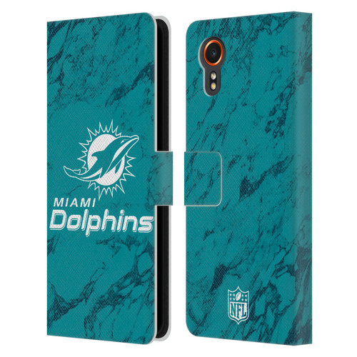 NFL Miami Dolphins Graphics Coloured Marble Leather Book Wallet Case Cover For Samsung Galaxy Xcover7 5G
