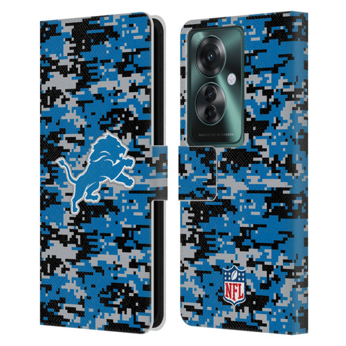 NFL Detroit Lions Graphics Digital Camouflage Leather Book Wallet Case Cover For OPPO Reno11 F 5G / F25 Pro 5G
