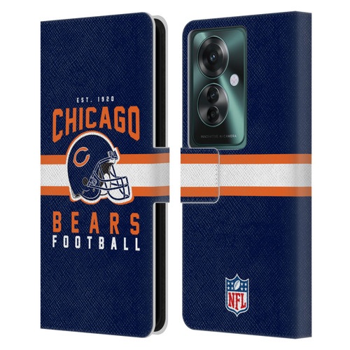 NFL Chicago Bears Graphics Helmet Typography Leather Book Wallet Case Cover For OPPO Reno11 F 5G / F25 Pro 5G