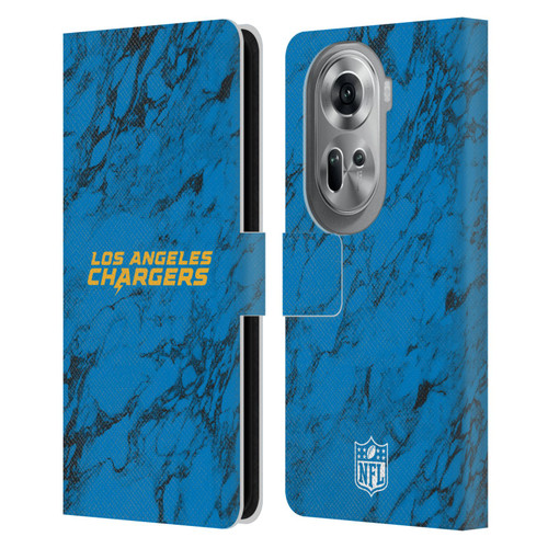 NFL Los Angeles Chargers Graphics Coloured Marble Leather Book Wallet Case Cover For OPPO Reno11 Pro