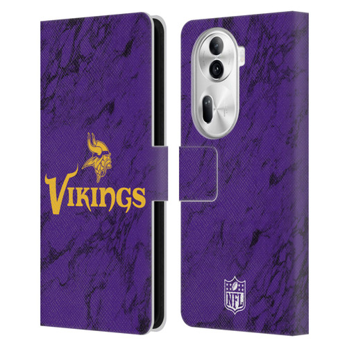NFL Minnesota Vikings Graphics Coloured Marble Leather Book Wallet Case Cover For OPPO Reno11
