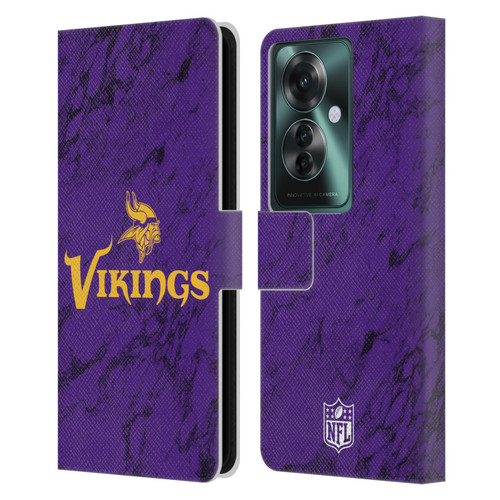 NFL Minnesota Vikings Graphics Coloured Marble Leather Book Wallet Case Cover For OPPO Reno11 F 5G / F25 Pro 5G