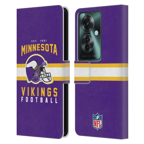 NFL Minnesota Vikings Graphics Helmet Typography Leather Book Wallet Case Cover For OPPO Reno11 F 5G / F25 Pro 5G