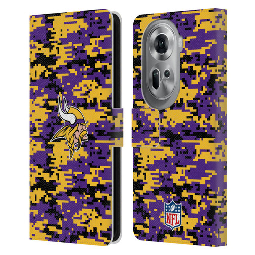 NFL Minnesota Vikings Graphics Digital Camouflage Leather Book Wallet Case Cover For OPPO Reno11 Pro