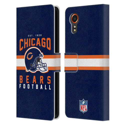 NFL Chicago Bears Graphics Helmet Typography Leather Book Wallet Case Cover For Samsung Galaxy Xcover7 5G