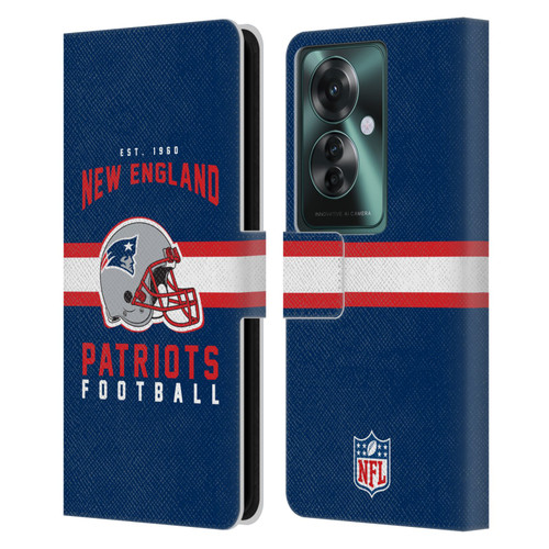 NFL New England Patriots Graphics Helmet Typography Leather Book Wallet Case Cover For OPPO Reno11 F 5G / F25 Pro 5G