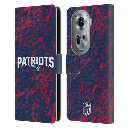 NFL New England Patriots Graphics Coloured Marble Leather Book Wallet Case Cover For OPPO Reno11 Pro