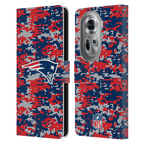 NFL New England Patriots Graphics Digital Camouflage Leather Book Wallet Case Cover For OPPO Reno11 Pro