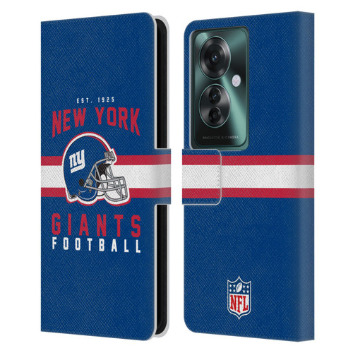 NFL New York Giants Graphics Helmet Typography Leather Book Wallet Case Cover For OPPO Reno11 F 5G / F25 Pro 5G