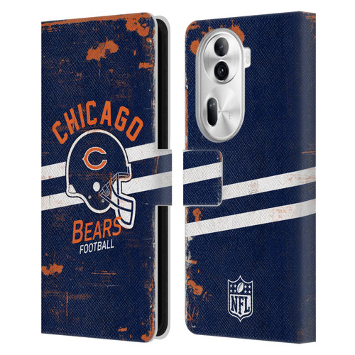 NFL Chicago Bears Logo Art Helmet Distressed Leather Book Wallet Case Cover For OPPO Reno11